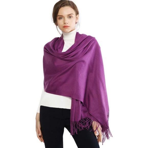 Women's Scarf Pashmina Shawls Wraps Purple2 - Picture 1 of 5
